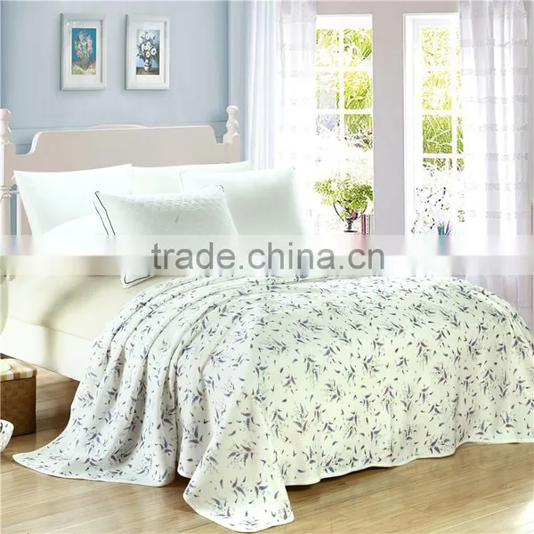 Grasses Printed Country Style Knitted Cotton Blanket