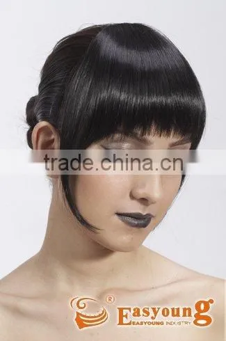 Black Hairpiece Fringe, Synthetic Hair Clip on Bang Hair Pieces photo-3