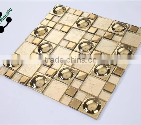 SMG03 Modern Design Mosaic Electroplating Glass Tile Glass Mosaic Gold Mosaic