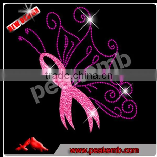Bling Ironon Glitter Transfer I Stare Because I Care Pink Rhinestone Transfer Breast Cancer Motif photo-4