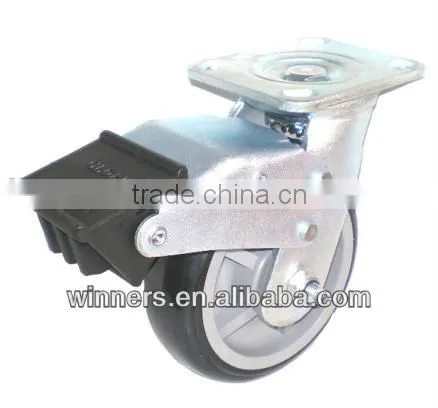Swivel PU Caster With Dual Brake (Black)