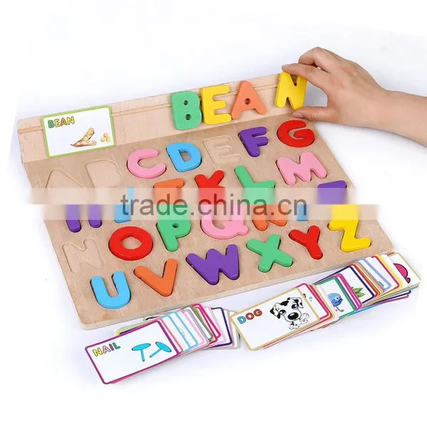 English Alphabet Board Wood Toys Wooden Toys Jigsaw Puzzle 3d Education Preschool Toys For Children