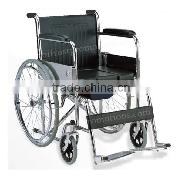 Popular Adult Steel Manual Folding Commode Wheelchair