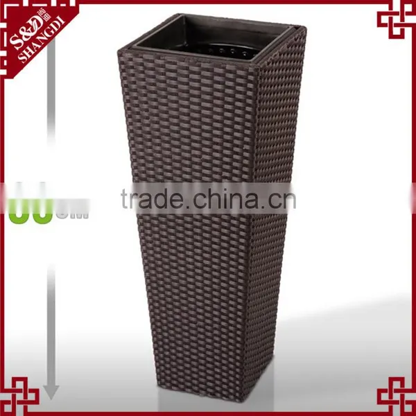 S&D Various Plastic pe Rattan Hand Made Outdoor Decorative Indoor Flower Pots / Cheap Garden Ceramic Planters and Pots Set of 3 photo-2