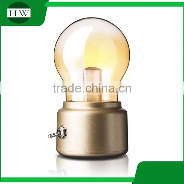 Children Plastic Antique Mini Bulb Shape Usb Charge Led Night Lamp Light photo-2