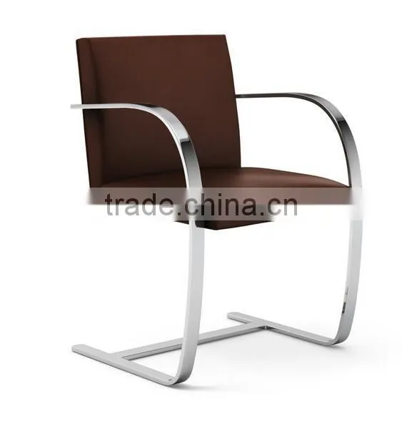Brno Style Leather Armchair Stainless Steel Chair