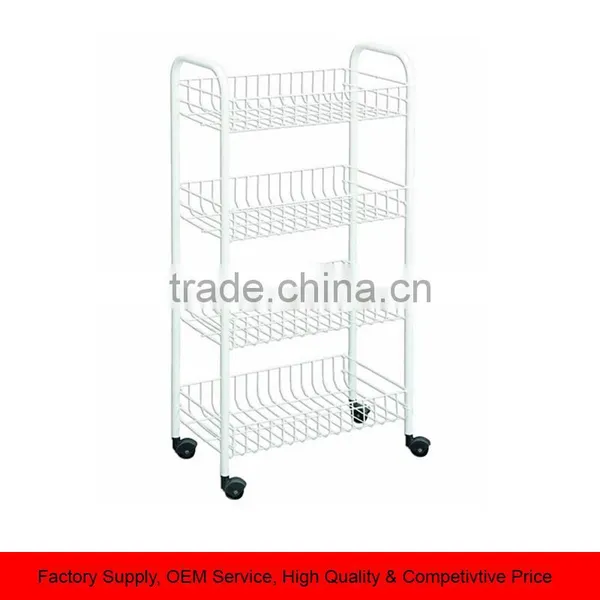 Wire World 4-tier Vegetable Storage Rolling Basket Cart White
