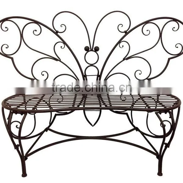Metal White Butterfly Garden Bench photo-4