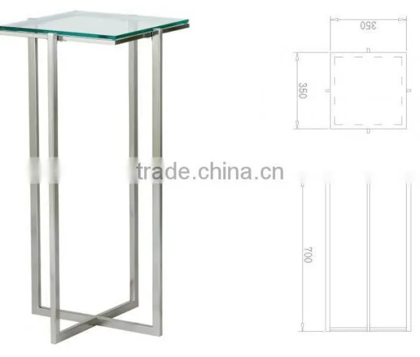 2015 New Design Glass Top Stainless Steel Base Coffee Table photo-2