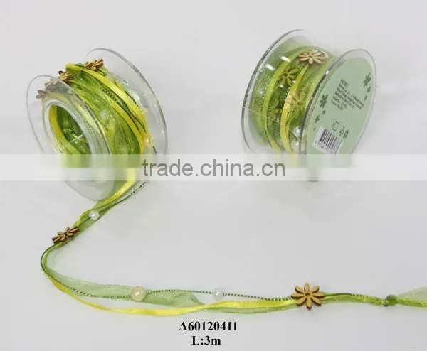 fashion green and yellow gift ribbon