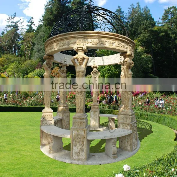 Hot Sale Modern Home Decor Marble Carving Garden Luxury Gazebo photo-4