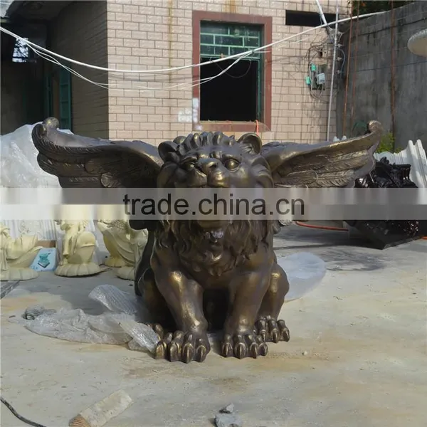 Home Garden Resin Craft Fiberglass Fly Lion Sculpture photo-3