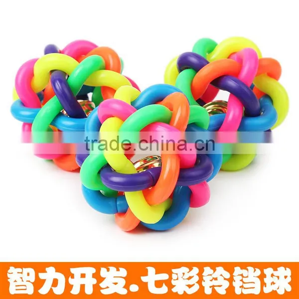 Colorful Pet Toy Ball With Bell Sound Toys Medium 7cm /dog Chew Toys
