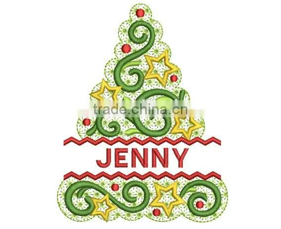Christmas Tree Machine Embroidery Design Beautiful Elegant Font Frame photo-2
