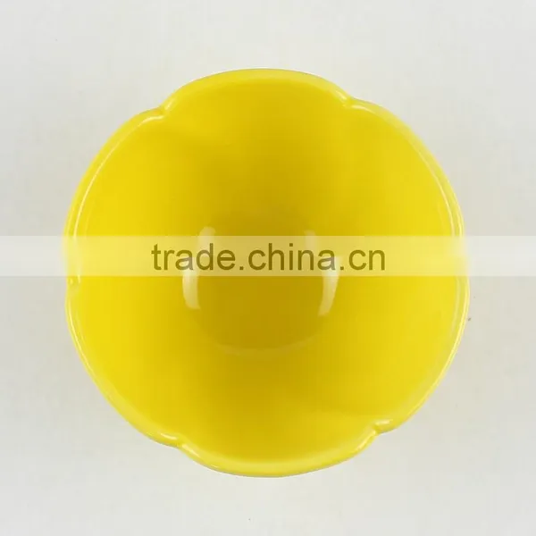 4.5"yellow Color Flower Shape Custom Ceramic Soup Bowl photo-3