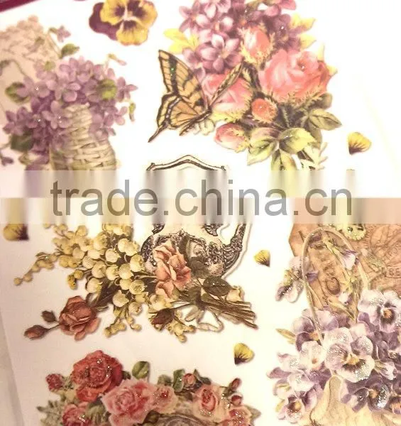 Floral Design Embossed Sticker, Antique Elegance Design Sticker for Decoration, Classic Decorative Shinny Glitter Sticker photo-4