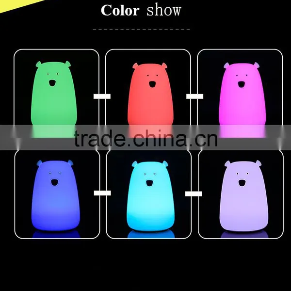 Fancy Animal Usb Kids Mini Portable Touch Sensor Rechargeable Cute Bear Silicone Led Small Night Light photo-3