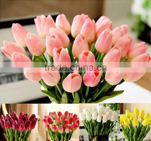 30pcs/lot Tulip Artificial Flower PU Artificial Bouquet Real Touch Flowers For Home Decoration Wedding Decorative Flowers