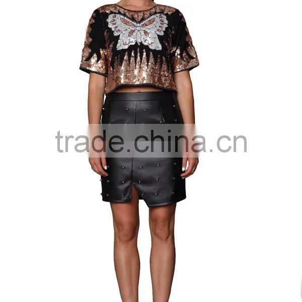 2015 New Design Fashion Women Sequin Tops for Summer photo-2