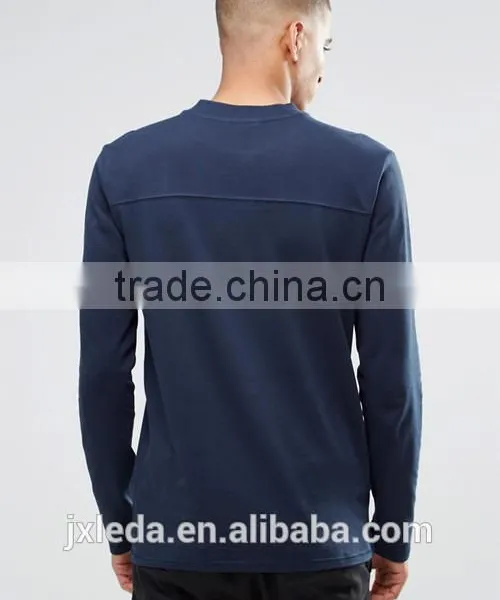 Fashion Men Baseball Collar Long Sleeves Top T-shirt Custom photo-2
