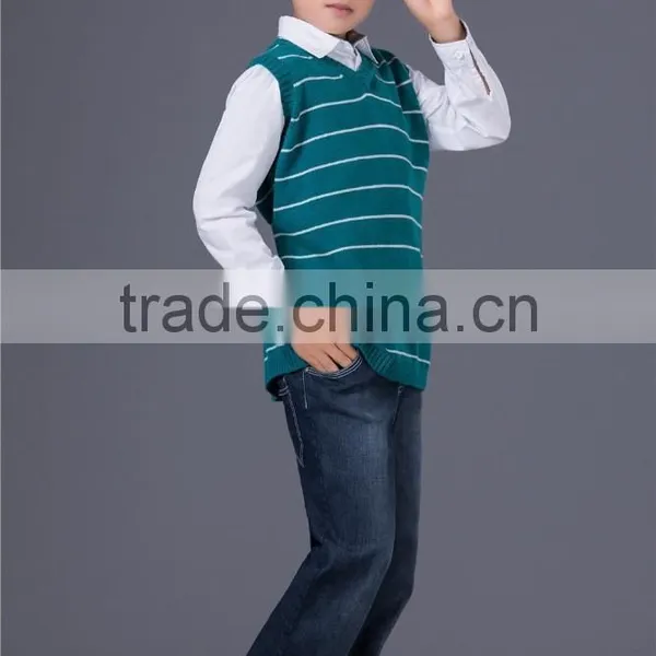 Autumn latest girl/boy children green sleeveless waistcoat kids sweater