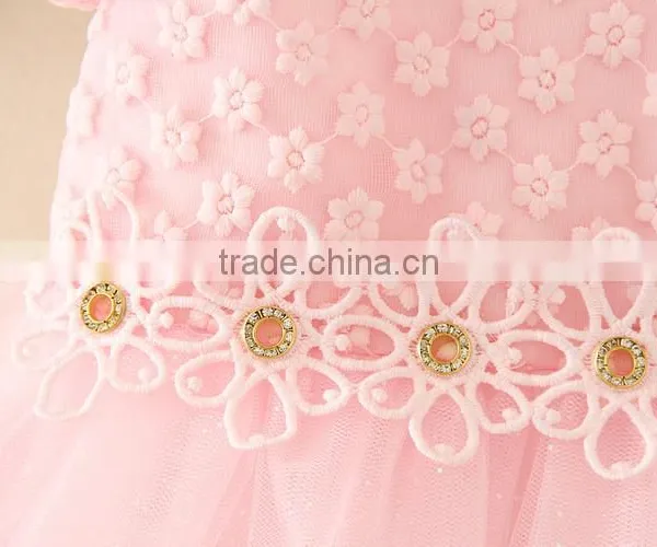 2017 Vietnam Summer Fashion Baby Frock Design Pink Short Sleeves Embroidery Flower Sweet Birthday Party Dresses Turkish Dress photo-5