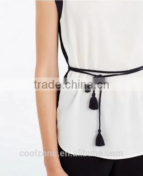 New Arrival Hot Selling Sleeveless High Neck Models Chiffon Blouse photo-5