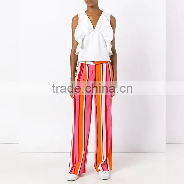 New Trendy Multicolored Striped Ladies Fashion Pants photo-5