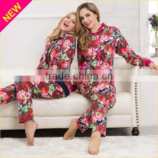 Custom Made Plus Size Women Pajamas With Hood Flower Printing Winter Design Homewear Pajama photo-2