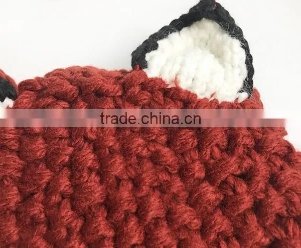 Hot Sale Winter Lovely Fox Crochet Beanie Hat Scarf Set for Baby photo-3