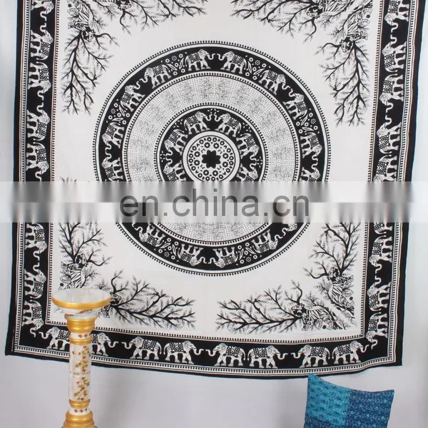 Elephant Mandala Tapestry, Hippie Wall Hanging, Indian Bohemian Tapestry, Gypsy Bed Cover, Elephant Wall Hanging,Queen Bed Sheet