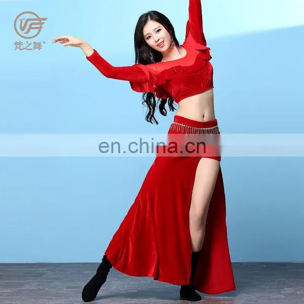 T-5197 Korean Velvet Winter Sexy Professional Adult Stage Belly Dance Costumes