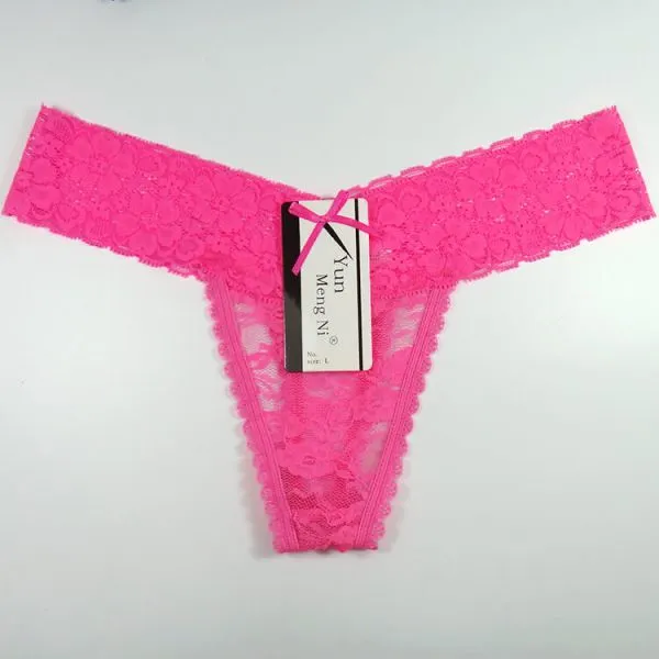 New Style Lace Open Front Panties Biniki Type Low Waist Transparent Women Lace Thongs photo-3