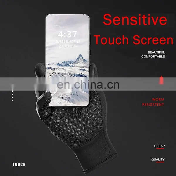 Cheap Waterproof Winter Warm Touch Screen Gloves Other Sports Bicycle Cycling Gloves In Black photo-4