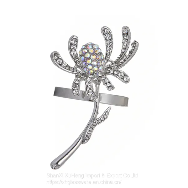 Gold Plated Diamond Flower Napkin Ring For Valentine's Day photo-2