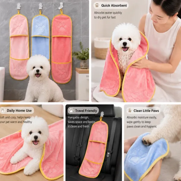Wholesale Microfiber Dog Bath Towel With Hand Pockets – Fast-Drying Pet Drying Towel