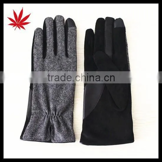 Fashion Cheap Lady Leather Gloves With Cloth Back