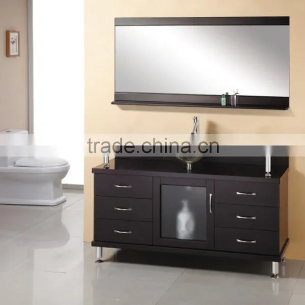 Solid Wood Floor Standing Bathroom Mirror Vanity A703 photo-3