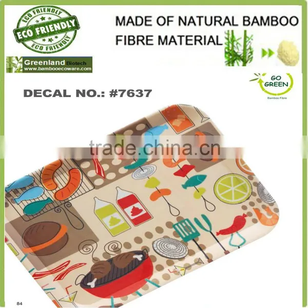 Greensun Factory Supply Bamboo Fibre Eco Friendly Tray, Bamboo Tray for Holding Food, Drink,