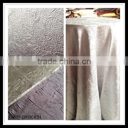 Silver Grey Color Crinkle Polyester Banquet Table Cloth Crushed Fabric Table Cover Cloth for Hall Wedding Banquet photo-2