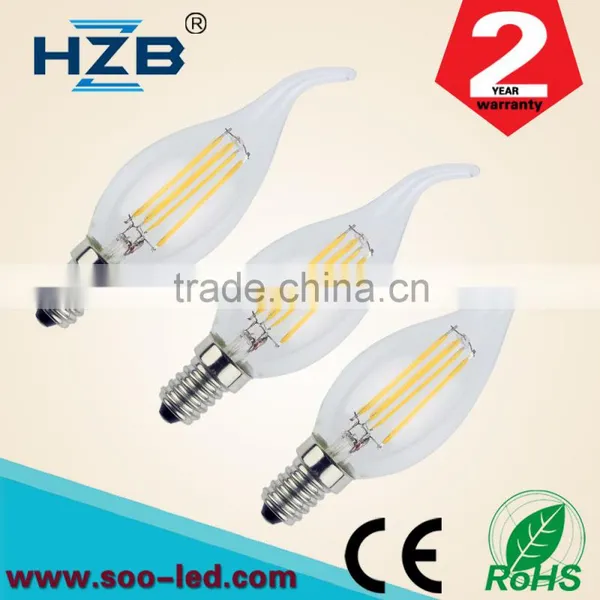 New 2015 E14 LED Lamp Filament Glass Housing Blub 220V 2W 4W Light Brightness 360 Degree Retro Candle Chandelier Lampade photo-3