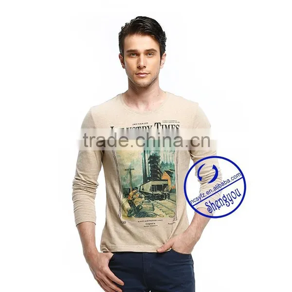 2015 China Supplier Custom Long Sleeve Mens Plain t Shirt photo-2