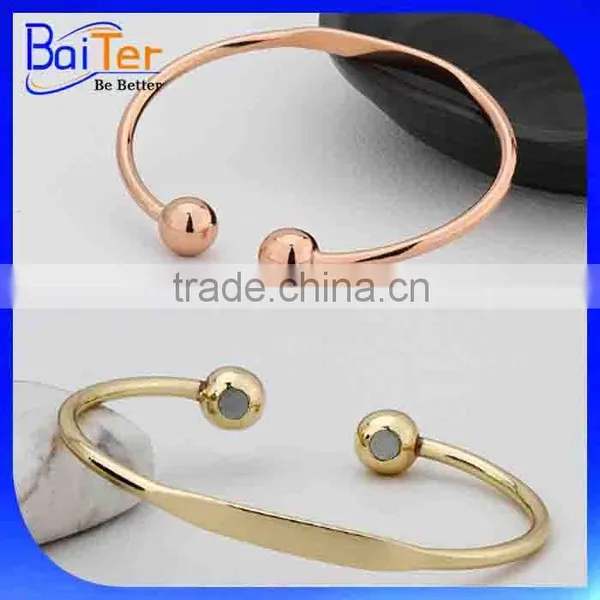 Hotsale Raw Brass Twist Cable Wire Terminal Magnetic Cuff Bangle Copper Magnetic Bracelet Wholesale photo-2
