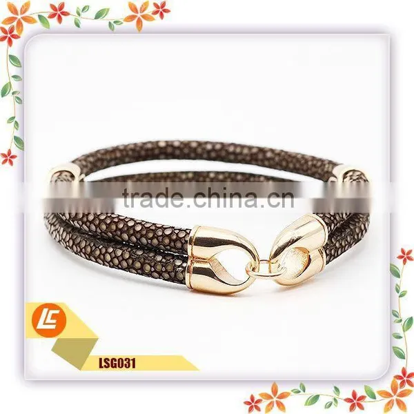 Women Best Gift Grey Genuine Leather Stingray Bracelet With Rose Gold Clasp Hot Sale photo-4