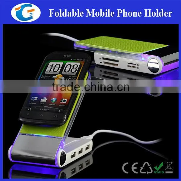 USB HUB cell phone holder for desktop note book