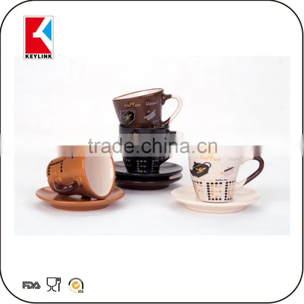 Wholesale 180cc Colored With Coffee Logo Ceramic Biscuit Cups Tea Cup and Saucer Ceramic photo-5