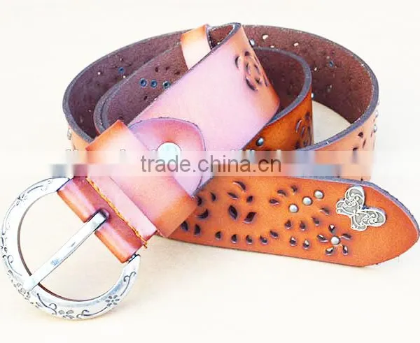 Woman Fashion Genuine Leather Ladies Leather Belt With Rivets