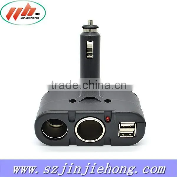 12V USB Car Cigarette Lighter Charger With Twin Socket Cigarette Adaptor