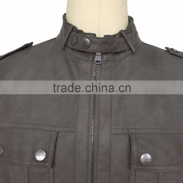 2016 New European Style Clothing Cheap Men PU Leather Jacket photo-2