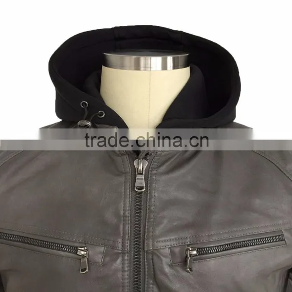 Hotsell Garment Men Clothing PU Leather Jacket 2016 photo-3